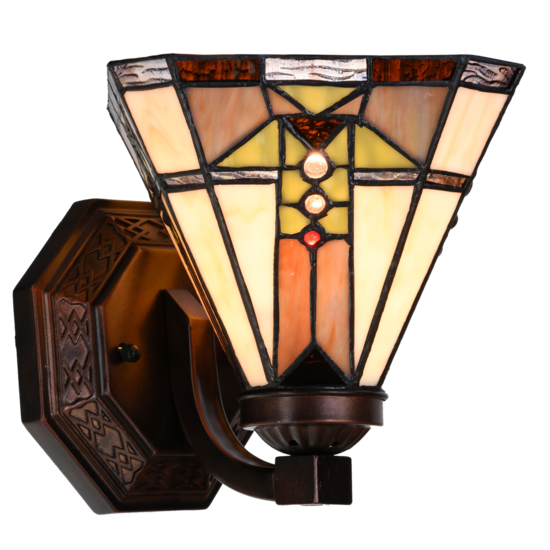 Clayre &amp; Eef   | Wandlamp Tiffany Meerkleurig 25x25x20 cm E27/max 1x40W | 5LL-6100