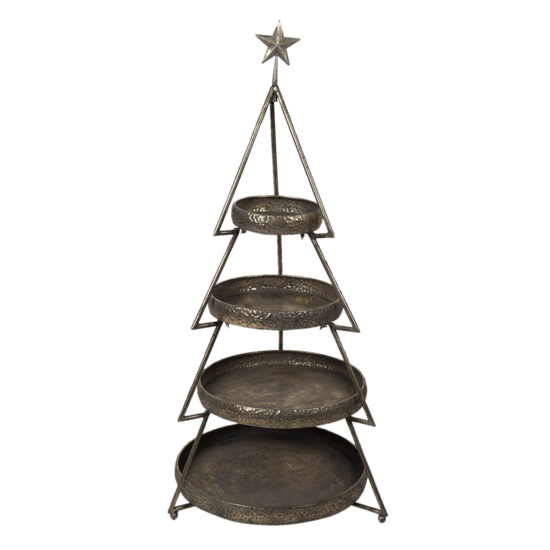 Clayre &amp; Eef   | Etag&egrave;re Kerstboom Koperkleurig &oslash; 47x102 cm | 5Y0922