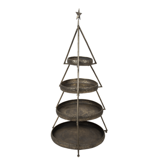 Clayre &amp; Eef   | Etag&egrave;re Kerstboom Koperkleurig &oslash; 47x102 cm | 5Y0922