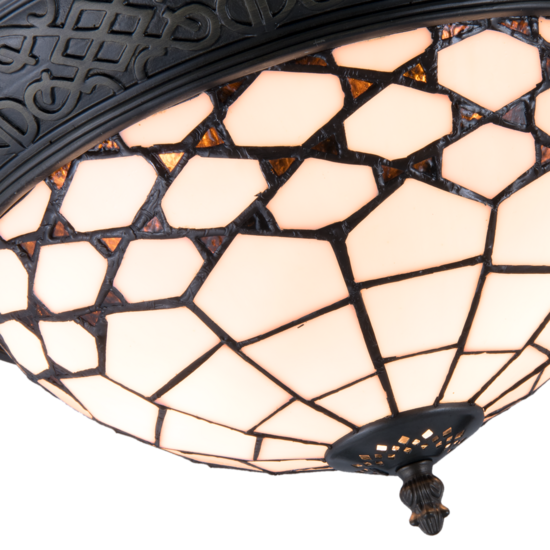 Clayre &amp; Eef   | Plafondlamp Tiffany Wit, Bruin &oslash; 38x19 cm E14/max 2x40W | 5LL-5891