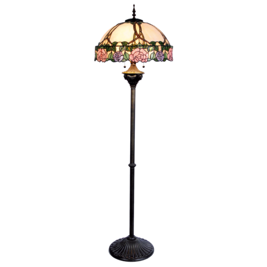 5LL-5612 Tiffany Vloerlamp Groen, Roze &oslash; 50*164 cm E27/max 3*60W &oslash; 50*164 cm E27/max 3*60W Multi | 5LL-5612 | Clayre &amp; Ee