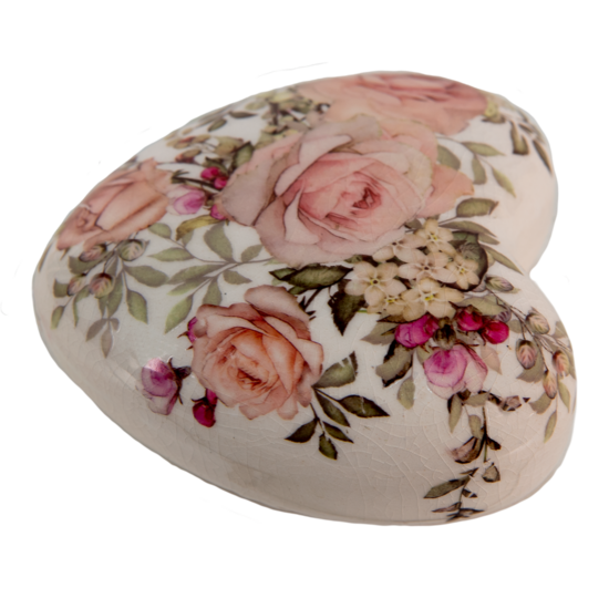 6CE1414 Decoratie Hart Wit, Roze 11*11*4 cm 11*11*4 cm Roze | 6CE1414 | Clayre &amp; Eef 1