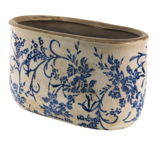 6CE1398L Bloempot Binnen Blauw, Wit 22*10*12 cm 22*12*13 cm Blauw | 6CE1398L | Clayre &amp; Eef 1