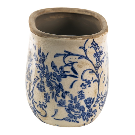 6CE1398L Bloempot Binnen Blauw, Wit 22*10*12 cm 22*12*13 cm Blauw | 6CE1398L | Clayre &amp; Eef 2