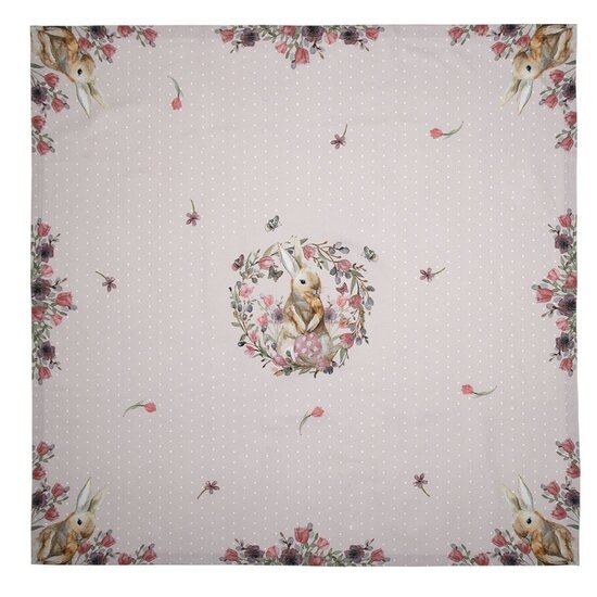 HBU01 Vierkant Tafelkleed Roze, Beige 100*100 cm 100*100 cm Roze | HBU01 | Clayre &amp; Eef 1