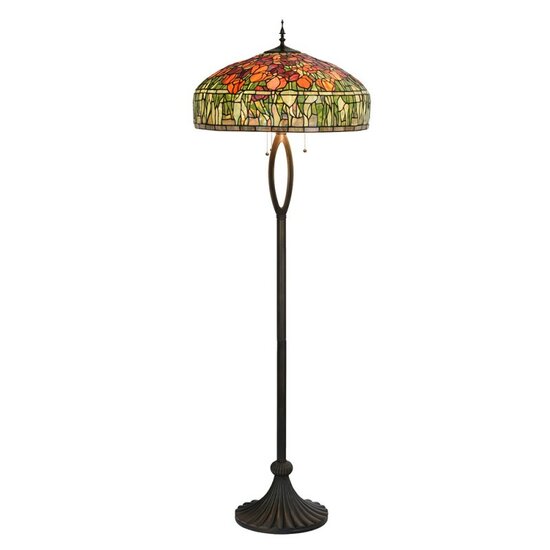 5LL-6041 Tiffany Vloerlamp Meerkleurig &oslash; 56*165 cm E27/max 3*60W &oslash; 56*165 cm E27/max 3*60W Multi | 5LL-6041 | Clayre &amp; Ee