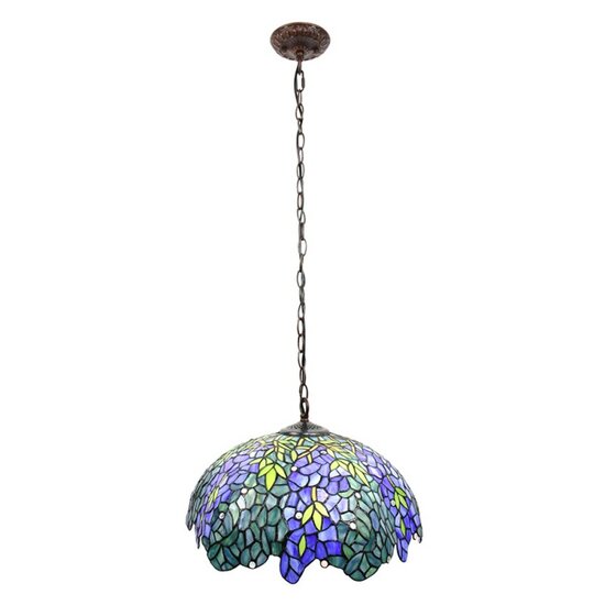 5LL-6182 Hanglamp Tiffany Blauw, Groen &oslash; 45*126 cm E27/max 2*40W &oslash; 45*126 cm E27/max 2*40W Blauw | 5LL-6182 | Clayre &amp; Ee