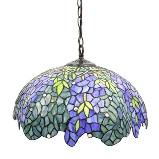 5LL-6182 Hanglamp Tiffany Blauw, Groen &oslash; 45*126 cm E27/max 2*40W &oslash; 45*126 cm E27/max 2*40W Blauw | 5LL-6182 | Clayre &amp; Ee