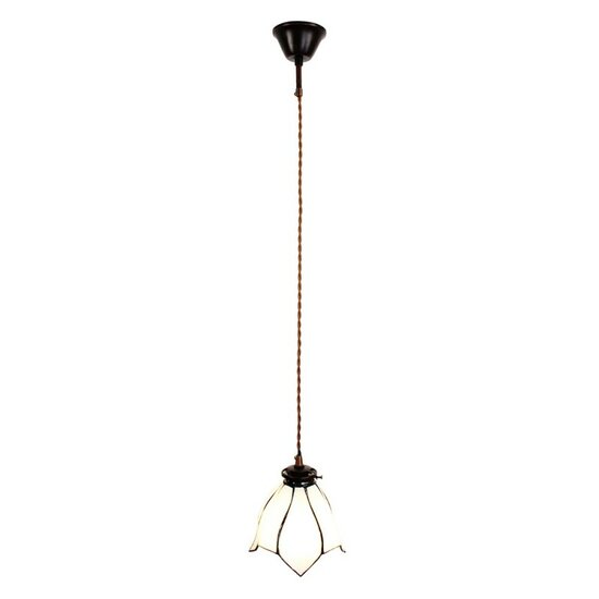 Clayre &amp; Eef   | Hanglamp Tiffany Wit, Bruin &oslash; 18x115 cm E14/max 1x25W | 5LL-6223