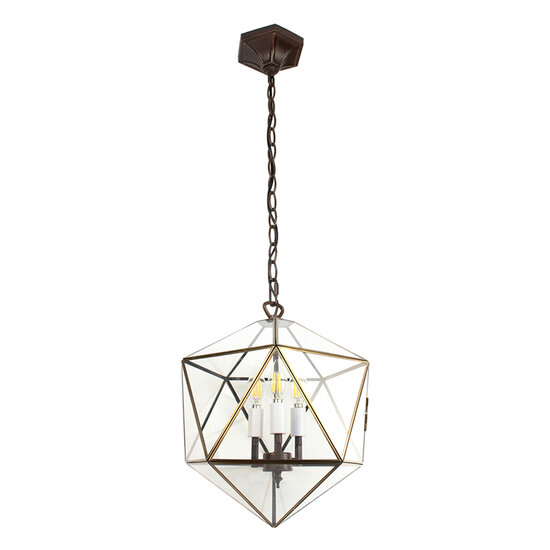 Clayre &amp; Eef   | Hanglamp Transparant 35x35x140 cm E14/max 3x40W | 5LL-9345