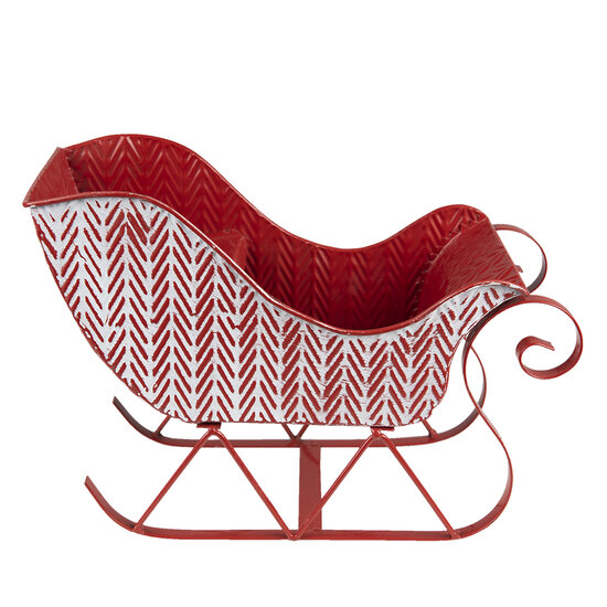 Clayre &amp; Eef   | Kerstdecoratie Slee Rood, Wit 32x15x24 cm | 6Y4708