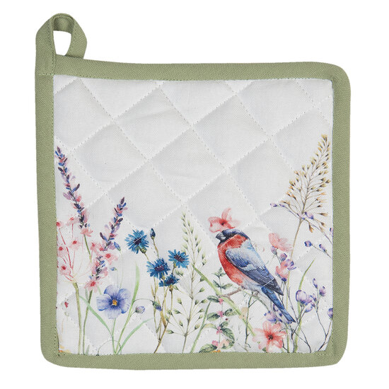 Clayre &amp; Eef   | Pannenlap Wit, Groen, Blauw 20x20 cm | SFL45