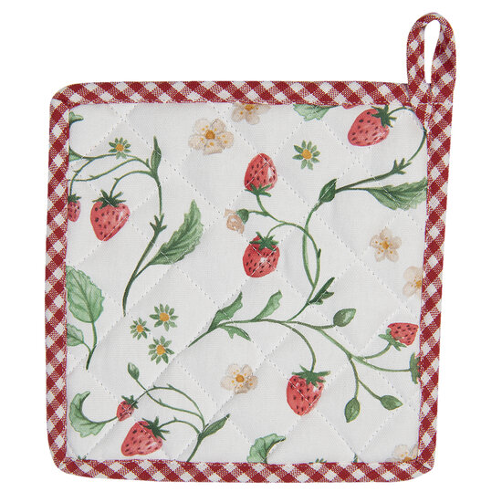 Clayre &amp; Eef   | Pannenlap Wit, Rood, Groen 20x20 cm | WIS45