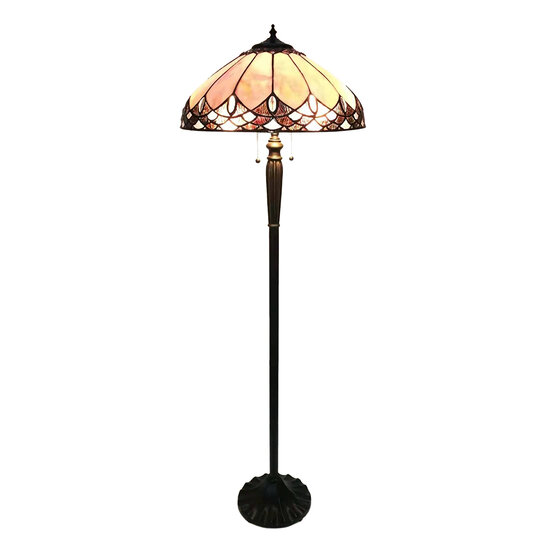 Clayre &amp; Eef   | Tiffany Vloerlamp Beige, Bruin &oslash; 50x157 cm E27/max 2x60W | 5LL-6171