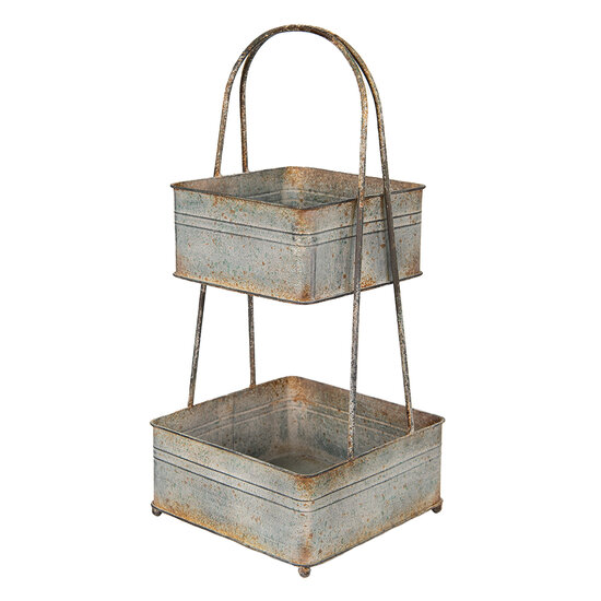 Clayre &amp; Eef   | Etag&egrave;re 2 laags Grijs 29x29x66 cm | 5Y1098