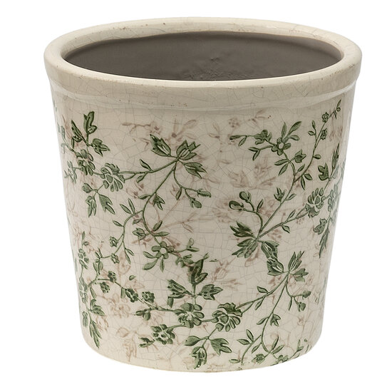 Clayre &amp; Eef   | Bloempot Binnen Groen Beige &oslash; 16x16 cm | 6CE1457L