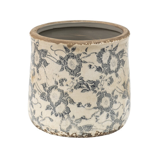 Clayre &amp; Eef   | Bloempot Binnen Grijs, Beige &oslash; 14x14 cm | 6CE1459M