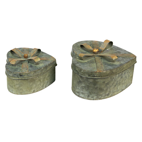 Clayre &amp; Eef   | Opbergdoos Grijs 24x22x14 / 18x16x11 cm | 6Y4870