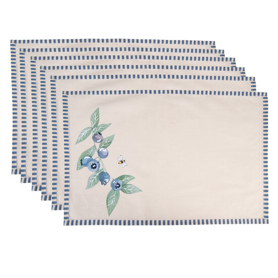 Clayre &amp; Eef   | PlacematsSet van 6 Beige, Blauw 48x33 cm | BBF40