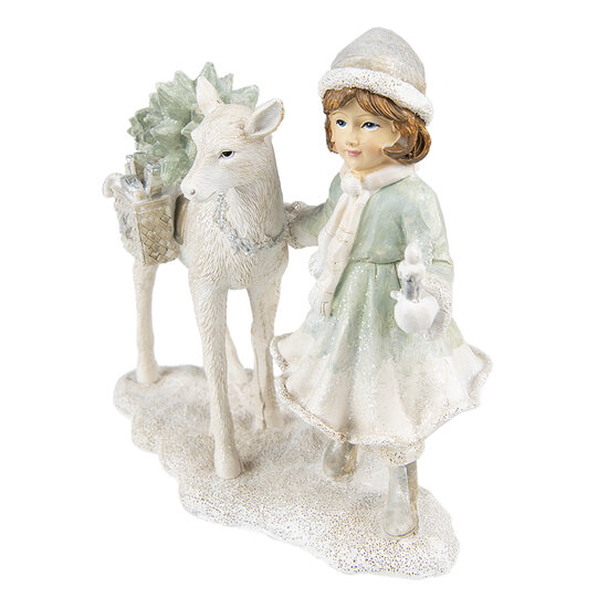 Clayre &amp; Eef   | Kerstdecoratie Beeld Kind Wit 22x9x18 cm | 6PR4808