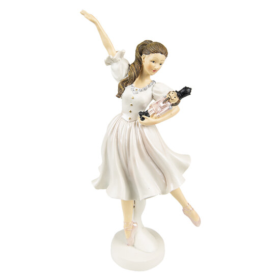 Clayre &amp; Eef   | Decoratie Beeld Ballerina Wit 12x8x25 cm | 6PR4818