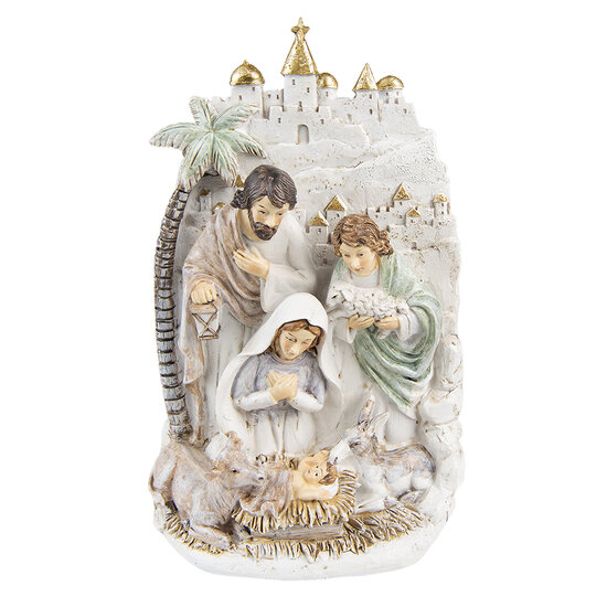 Clayre &amp; Eef   | Kerstdecoratie Beeld Kerstgroep Beige 16x9x24 cm | 6PR4824