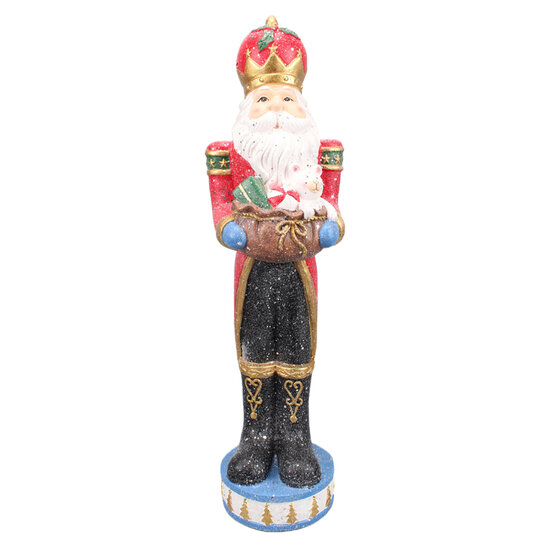 Clayre &amp; Eef   | Kerstdecoratie Beeld Kerstman Blauw 22x21x82 cm | 5PR0089