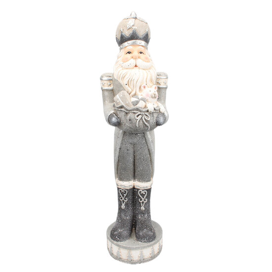 Clayre &amp; Eef   | Kerstdecoratie Beeld Kerstman Zilverkleurig 22x21x82 cm | 5PR0092