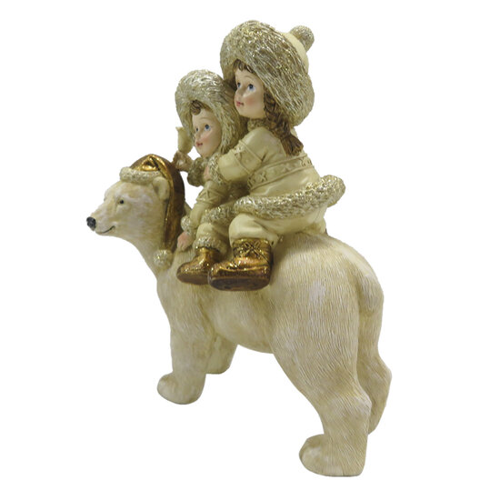 Clayre &amp; Eef   | Kerstdecoratie Beeld Kinderen Beige 13x7x15 cm | 6PR4820