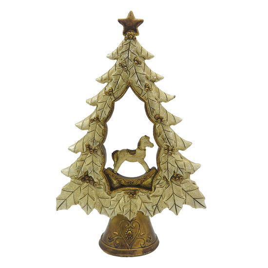 Clayre &amp; Eef   | Kerstdecoratie Beeld Kerstboom Goudkleurig 13x5x20 cm | 6PR4871