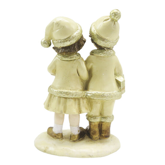 Clayre &amp; Eef   | Kerstdecoratie Beeld Kinderen Beige 10x6x15 cm | 6PR4872