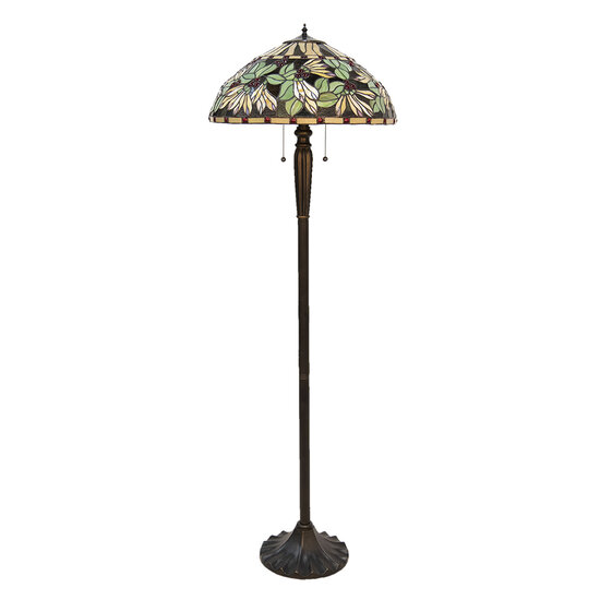 Clayre &amp; Eef   | Tiffany Vloerlamp Bruin Beige &oslash; 51x157 cm E27/max 2x60W | 5LL-5990