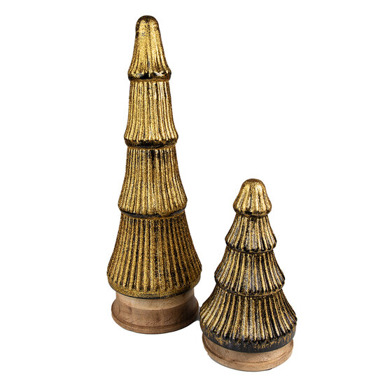 Clayre &amp; Eef   | Kerstdecoratie Kerstboom Goudkleurig &oslash; 15x44 cm | 65128