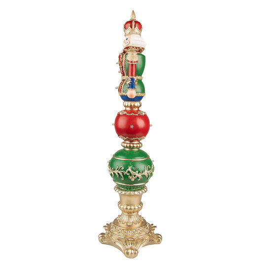 Clayre &amp; Eef   | Kerstdecoratie Beeld Notenkraker Rood, Groen 16x16x60 cm / 3xAA | 5PR0107