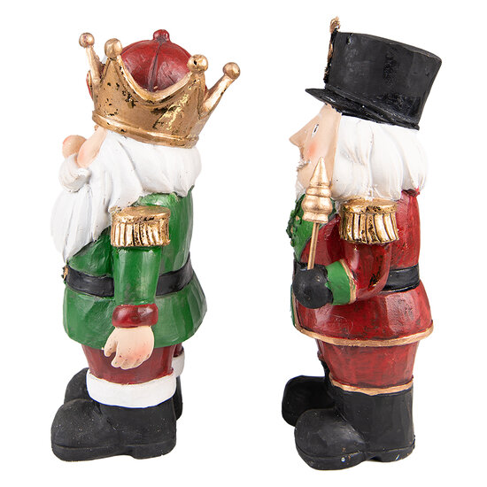 Clayre &amp; Eef   | Kerstdecoratie Beeld Notenkraker (set van 2) Rood Groen 11x8x21 cm | 6PR3732