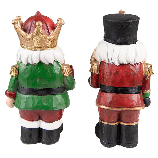 Clayre &amp; Eef   | Kerstdecoratie Beeld Notenkraker (set van 2) Rood Groen 11x8x21 cm | 6PR3732