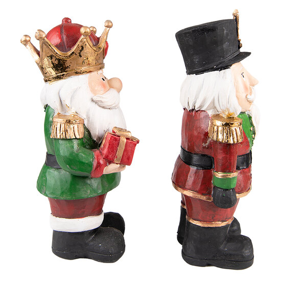 Clayre &amp; Eef   | Kerstdecoratie Beeld Notenkraker (set van 2) Rood Groen 11x8x21 cm | 6PR3732