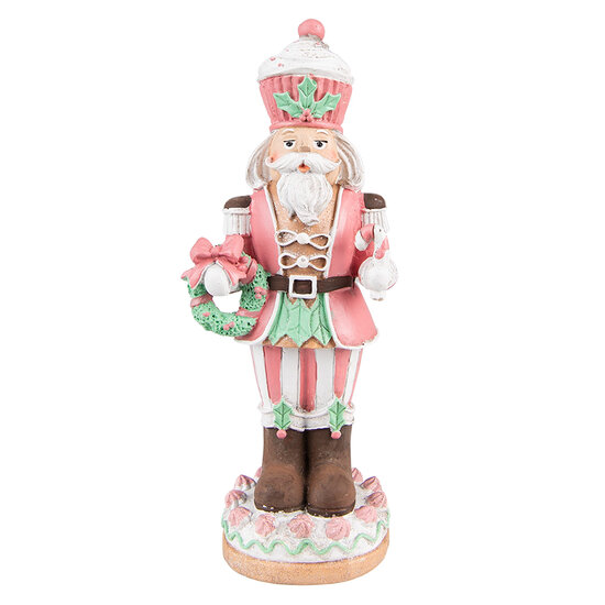 Clayre &amp; Eef   | Kerstdecoratie Beeld Notenkraker Roze 9x6x24 cm | 6PR3735