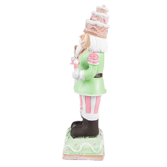 Clayre &amp; Eef   | Kerstdecoratie Beeld Notenkraker Groen, Roze 9x6x24 cm | 6PR3736