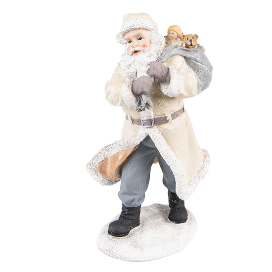 Clayre &amp; Eef   | Kerstdecoratie Beeld Kerstman Beige Grijs 11x9x21 cm | 6PR3738