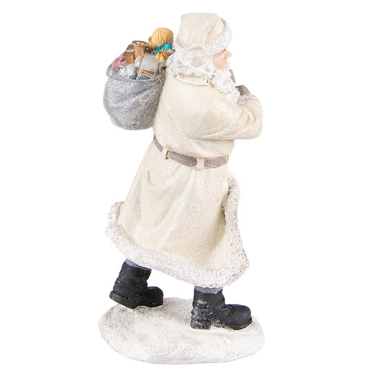 Clayre &amp; Eef   | Kerstdecoratie Beeld Kerstman Beige Grijs 11x9x21 cm | 6PR3738