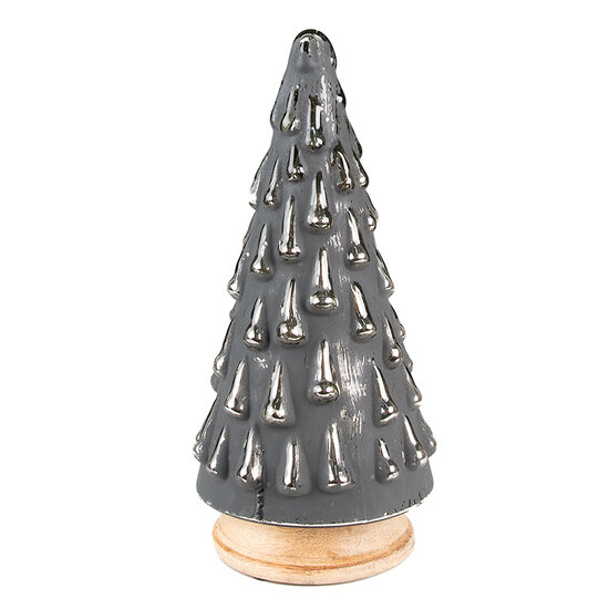 Clayre &amp; Eef   | Kerstdecoratie Kerstboom Grijs &oslash; 15x32 cm | 65130