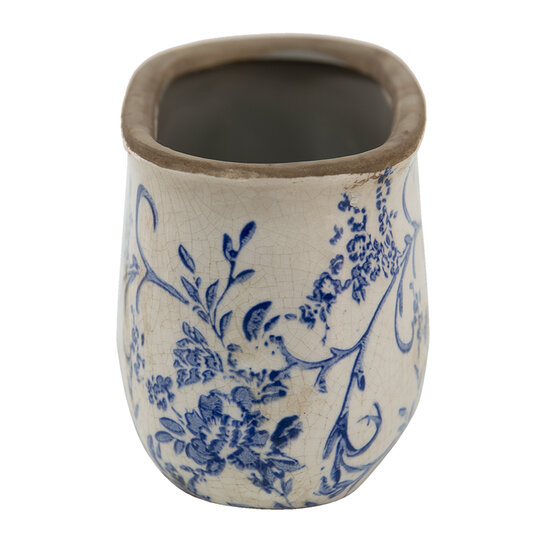 Clayre &amp; Eef   | Bloempot Binnen Blauw, Wit 17x9x10 cm | 6CE1398M