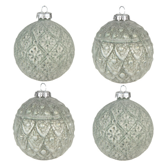 Clayre &amp; Eef   | Kerstballen set van 4 Groen &oslash; 8x8 cm | 6GL4139