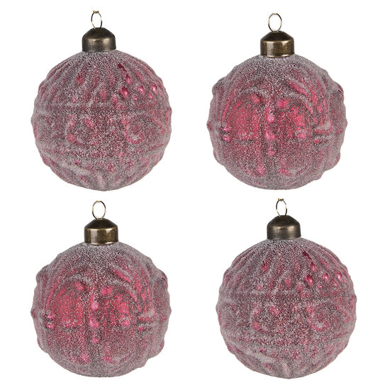 Clayre &amp; Eef   | Kerstballen set van 4 Rood &oslash; 8x8 cm | 6GL4140