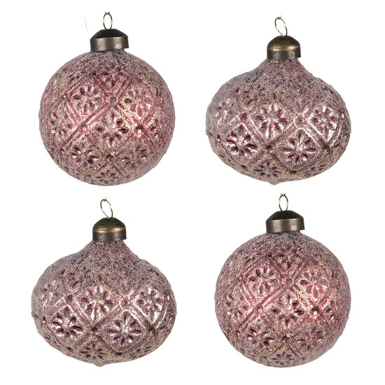 Clayre &amp; Eef   | Kerstballen set van 4 Rood &oslash; 8x8 cm | 6GL4141