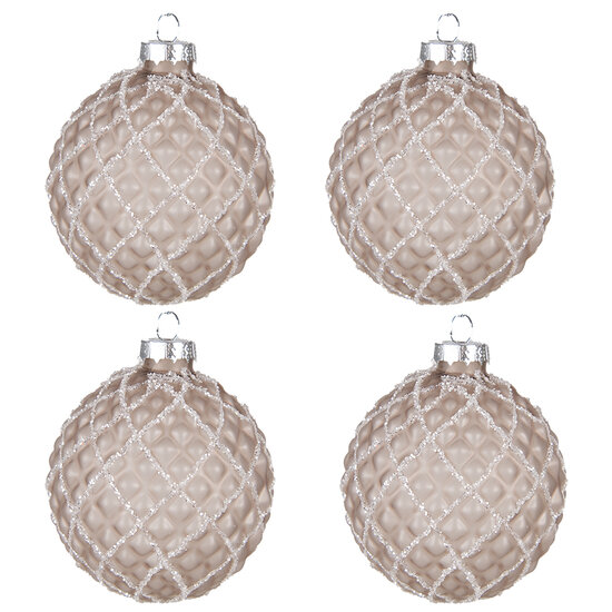 Clayre &amp; Eef   | Kerstballen set van 4 Bruin &oslash; 8x8 cm | 6GL4158