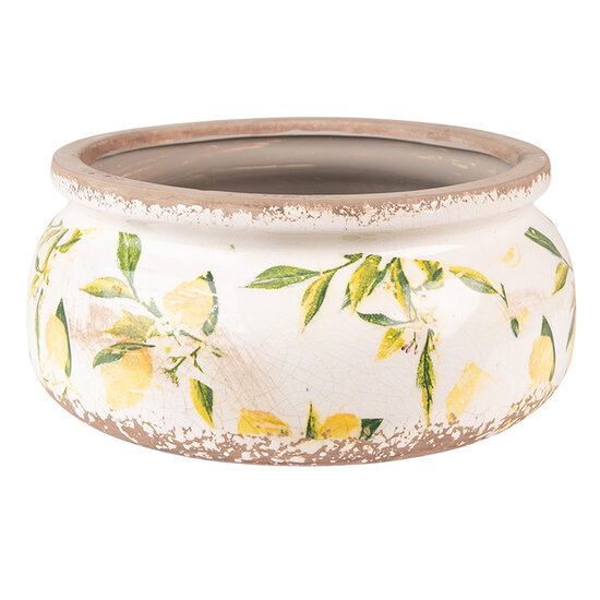 Clayre &amp; Eef   | Bloempot Binnen Geel, Beige &oslash; 23x10 cm | 6CE1534L