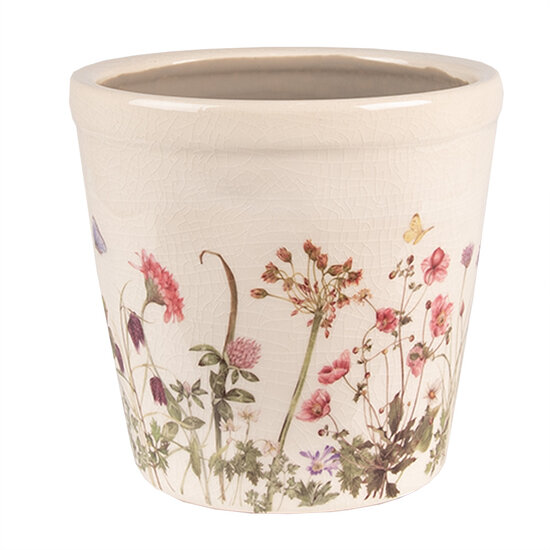 Clayre &amp; Eef   | Bloempot Binnen Roze, Beige &oslash; 14x13 cm | 6CE1555M