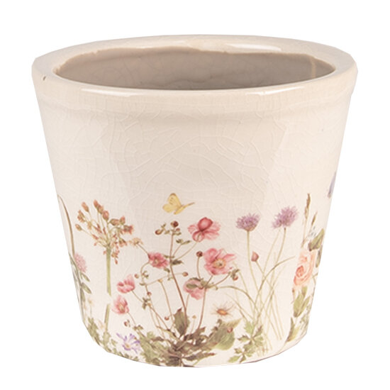 Clayre &amp; Eef   | Bloempot Binnen Roze, Beige &oslash; 12x10 cm | 6CE1555S